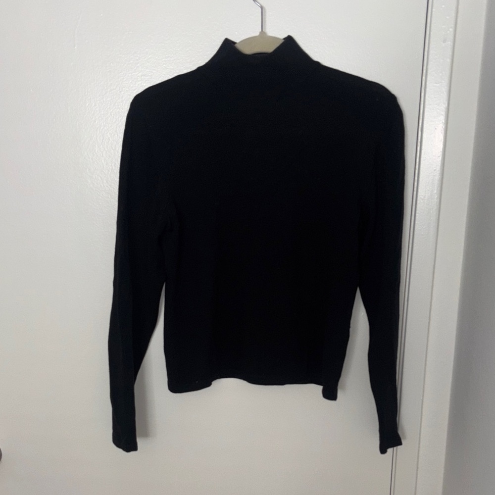 henri bendel Black Mock Neck Long Sleeve Top